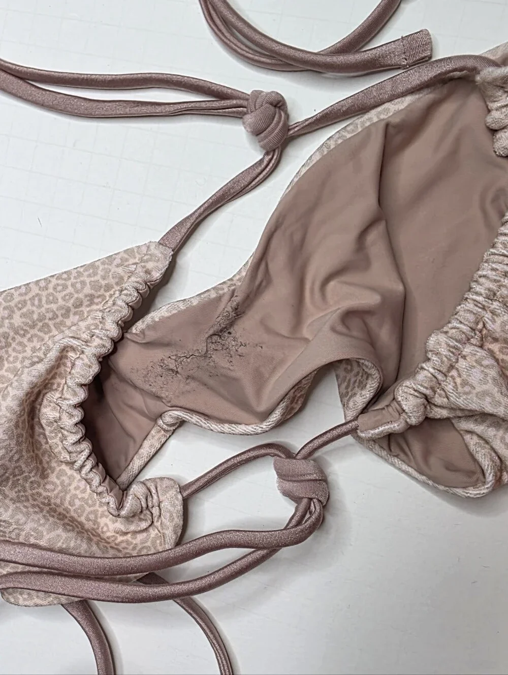 New Frankie’s Bikinis Coco Cheetah Tia Terry String Bikini Bottom Large